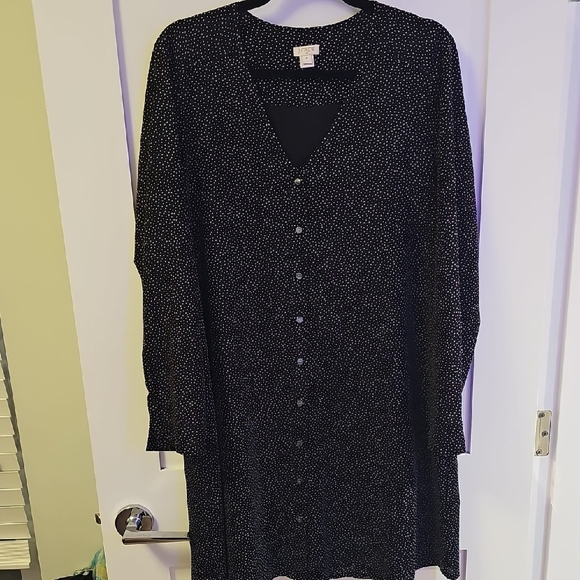 J. Crew Black Buttoned Dolman Sleeve Dress Size M - Picture 1 of 6